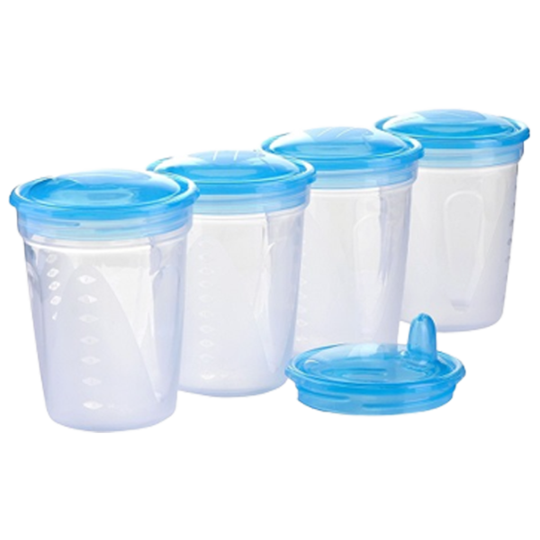 1028 Container p/u depozitarea de lapte 4 buc. Plastic/ 200 ml photo 1
