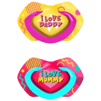 Suzetă cu tetina rotundă Canpol Neon Love 22/ 654 Unisex/ 18 luni -/ Silicon/ Multicolor