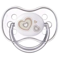 Suzetă cu tetina rotundă Canpol Newborn baby 22/ 581 pentru fetițe/ 6 luni - 18 luni/ Silicon/ Transparent
