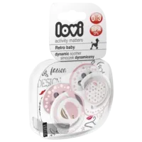 Suzetă cu tetina ortodontică Canpol RetroBaby 22/ 803 pentru fetițe/ 0 luni - 3 luni/ Silicon/ Pink