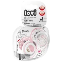 Suzetă cu tetina ortodontică Canpol RetroBaby 22/ 805 pentru fetițe/ 6 luni - 18 luni/ Silicon/ Pink