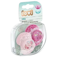 Suzetă cu tetina ortodontică Canpol Folky 22/ 843 pentru fetițe/ 6 luni - 18 luni/ Silicon/ Pink