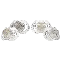 Suzetă cu tetina rotundă Nuby Little Gems Print NV0202008MFS Unisex/ 6 luni - 36 luni/ Silicon/ Transparent