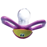 Suzetă cu tetina rotundă Nuby ID5807MFSN1PINK pentru fetițe/ 6 luni - 18 luni/ Silicon/ Pink