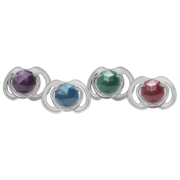 Suzetă cu tetina rotundă Nuby Little Gems NV0202005SFS Unisex/ 0 luni - 6 luni/ Silicon/ Transparent photo 1