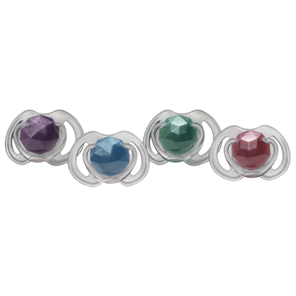 Suzetă cu tetina rotundă Nuby Little Gems NV0202005SFS Unisex/ 0 luni - 6 luni/ Silicon/ Transparent photo 1