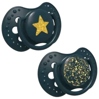 Suzetă cu tetina ortodontică Canpol Stardust 22/ 893 Unisex/ 3 luni - 6 luni/ Silicon/ Multicolor