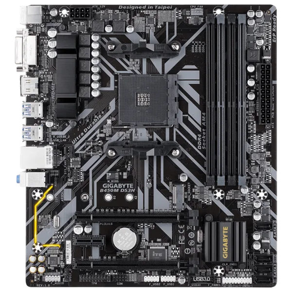 Материнская плата Gigabyte B450M DS3H 1.0 mATX/ AMD B450 photo 1