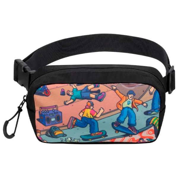 Geanta de talie RivaCase 5410 Waist Print Skaters Black photo 1
