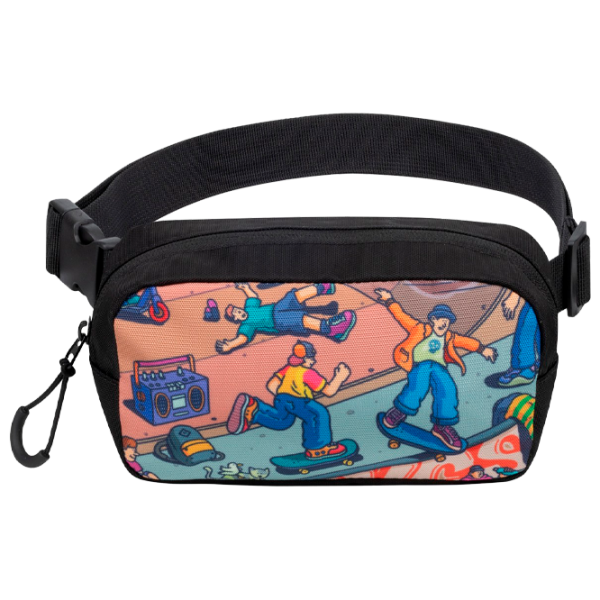 Geanta de talie RivaCase 5410 Waist Print Skaters Black photo 1