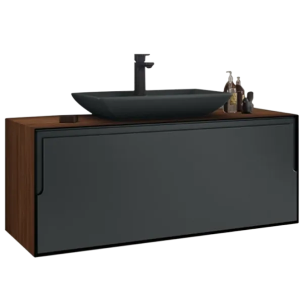 Mobila de baie ORKA Craft 100 Kompact (00775)  Laminat Ceviz Настенная/ MDF/ Antracite photo 1