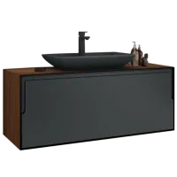 Mobila de baie ORKA Craft 100 Kompact (00775)  Laminat Ceviz Pe perete/ MDF/ Antracite