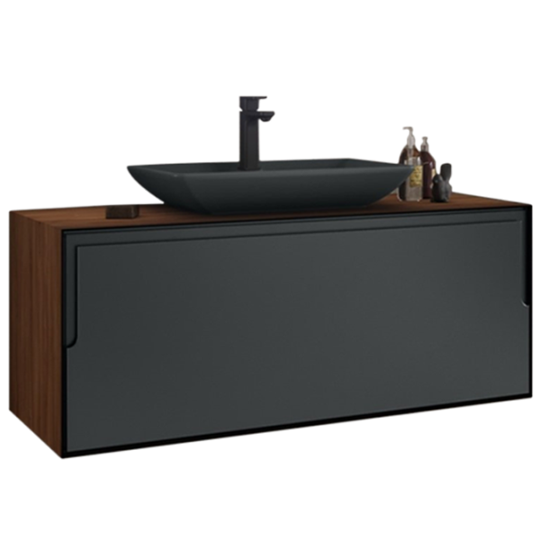 Mobila de baie ORKA Craft 120 Kompact (04037) Laminat Ceviz Настенная/ MDF/ Antracite photo 1