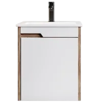 Mobila de baie ORKA Brick 45 (16686) White/Wallnut Pe perete/ MDF/ White