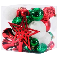 Игрушки для ёлки Christmas NY37 Красный, зелёный, белый