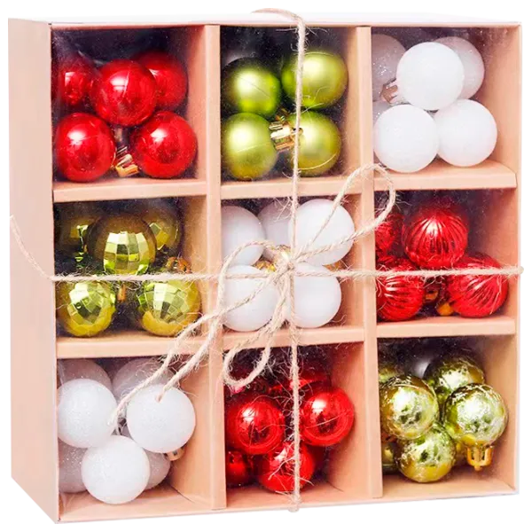 Игрушки для ёлки Christmas NY5 3 см/ Красный, золотой, белый photo 1