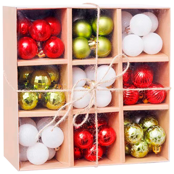 Игрушки для ёлки Christmas NY5 3 см/ Красный, золотой, белый photo 1