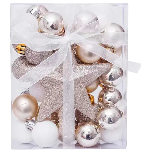 Jucării pentru brad Christmas NY28 3 cm/ White, gold photo 1