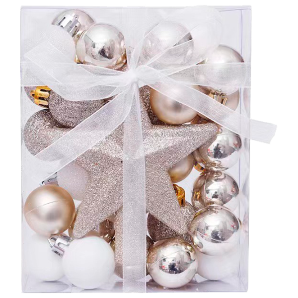Jucării pentru brad Christmas NY28 3 cm/ White, gold photo 1
