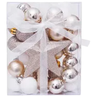 Jucării pentru brad Christmas NY28 3 cm/ White, gold