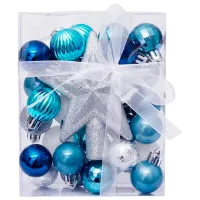 Jucării pentru brad Christmas NY20 3 cm/ Blue, white, silver