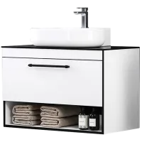 Mobila de baie ORKA Knidos 90 (16045) White Pe perete/ PAL/ White