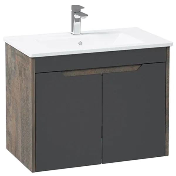 Mobila de baie ORKA Lago 75 (10028) Antracite Pe perete/ MDF/ Antracite photo 1