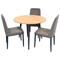 Обеденные стол со стульями Evelin DT 404-2+3 (LC-619B-56-1) Круглая/ ДСП/ Серый