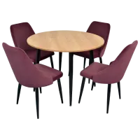 Обеденные стол со стульями Evelin DT 402-2+4 (LC-640B-39-1) Круглая/ ДСП/ Сиреневый