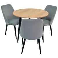Обеденные стол со стульями Evelin DT 404-2+3 (LC-640B-51-1) Круглая/ ДСП/ Светло-серый