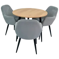 Обеденные стол со стульями Evelin DT 404-2+3 (LC-621B-51) Круглая/ ДСП/ Светло-серый
