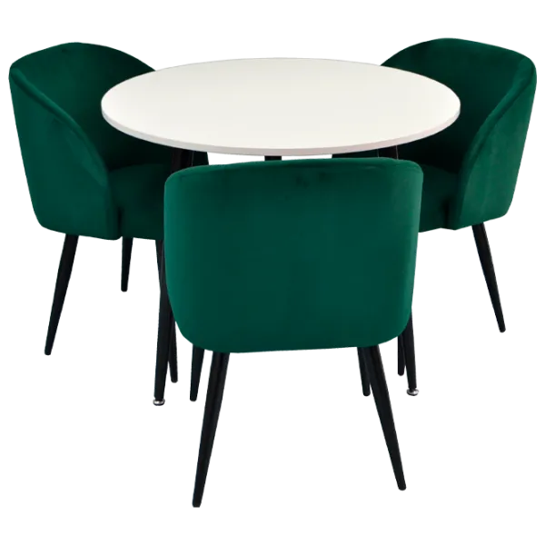 Обеденные стол со стульями Evelin DT 404-2+3 (LC-618B-22-1) Круглая/ ДСП/ Зелёный photo 1