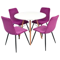Обеденные стол со стульями Evelin DT 401-1+4 (XR-154B-38-1) Круглая/ ДСП/ Сиреневый