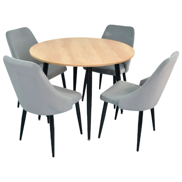 Обеденные стол со стульями Evelin DT 402-2+4 (LC-640B-51) Круглая/ ДСП/ Светло-серый photo 1 Обеденные стол со стульями Evelin DT 402-2+4 (LC-640B-51) Круглая/ ДСП/ Светло-серый photo 1