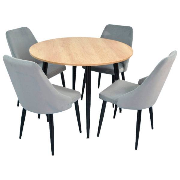 Обеденные стол со стульями Evelin DT 402-2+4 (LC-640B-51) Круглая/ ДСП/ Светло-серый photo 1 Обеденные стол со стульями Evelin DT 402-2+4 (LC-640B-51) Круглая/ ДСП/ Светло-серый photo 1