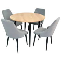 Обеденные стол со стульями Evelin DT 402-2+4 (LC-640B-51) Круглая/ ДСП/ Светло-серый