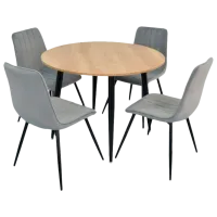 Обеденные стол со стульями Evelin DT 402-2+4 (XR-154B-51-1) Круглая/ ДСП/ Светло-серый