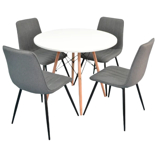 Обеденные стол со стульями Evelin DT 401-1+4 (XR-154B-51) Круглая/ ДСП/ Светло-серый photo 1 Обеденные стол со стульями Evelin DT 401-1+4 (XR-154B-51) Круглая/ ДСП/ Светло-серый photo 1