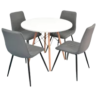 Обеденные стол со стульями Evelin DT 401-1+4 (XR-154B-51) Круглая/ ДСП/ Светло-серый