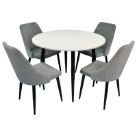 Обеденные стол со стульями Evelin DT 402-3+4 (LC-640B-57) Круглая/ ДСП/ Тёмно-серый