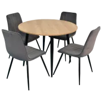 Обеденные стол со стульями Evelin DT 402-2+4 (XR-154B-57) Круглая/ ДСП/ Тёмно-серый