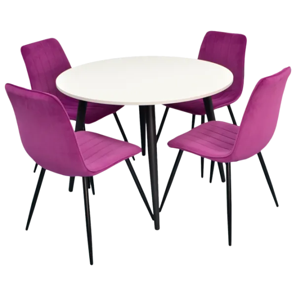 Обеденные стол со стульями Evelin DT 402-3+4 (XR-154B-38) Круглая/ ДСП/ Сиреневый photo 1