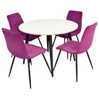 Обеденные стол со стульями Evelin DT 402-3+4 (XR-154B-38) Круглая/ ДСП/ Сиреневый