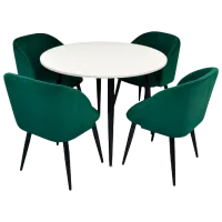 Обеденные стол со стульями Evelin DT 402-3+4 (LC-618B-22) Круглая/ ДСП/ Зелёный