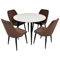 Обеденные стол со стульями Evelin DT 402-3+4 (LC 640B-12) Круглая/ ДСП/ Коричневый