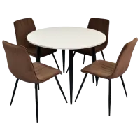 Обеденные стол со стульями Evelin DT 402-3+4 (XR-154B-38) Круглая/ ДСП/ Коричневый