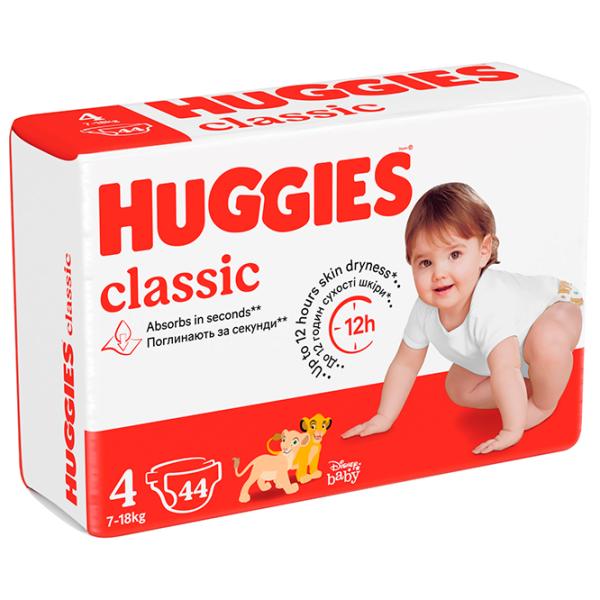 Подгузники для детей Huggies Classic Jumbo 4 4 7 - 18 кг / 44 шт. photo 6