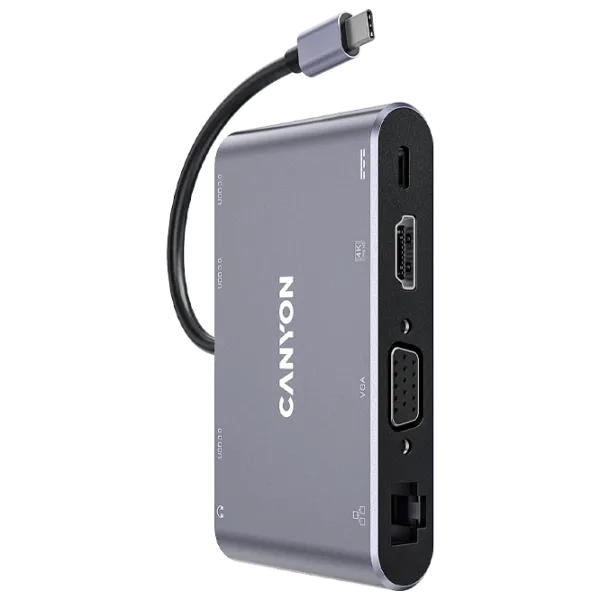 Adapter Canyon DS-14 8-in-1 USB Type-C/ Gray photo 1