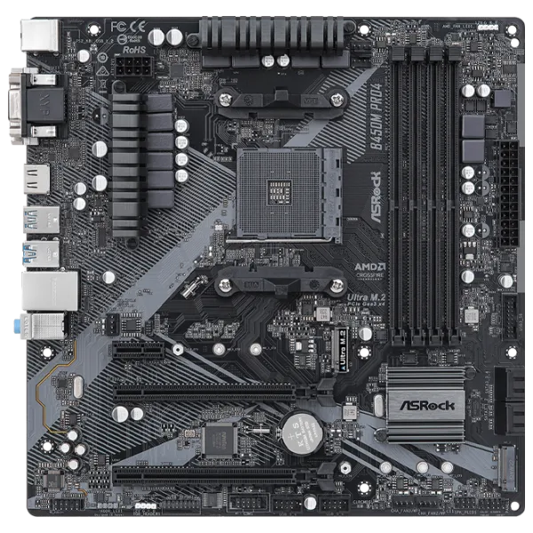 Материнская плата ASRock B450M PRO4 R2.0 mATX/ AMD B450 photo 1