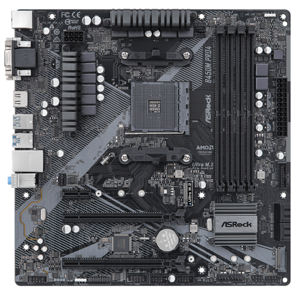 Материнская плата ASRock B450M PRO4 R2.0 mATX/ AMD B450 photo 1